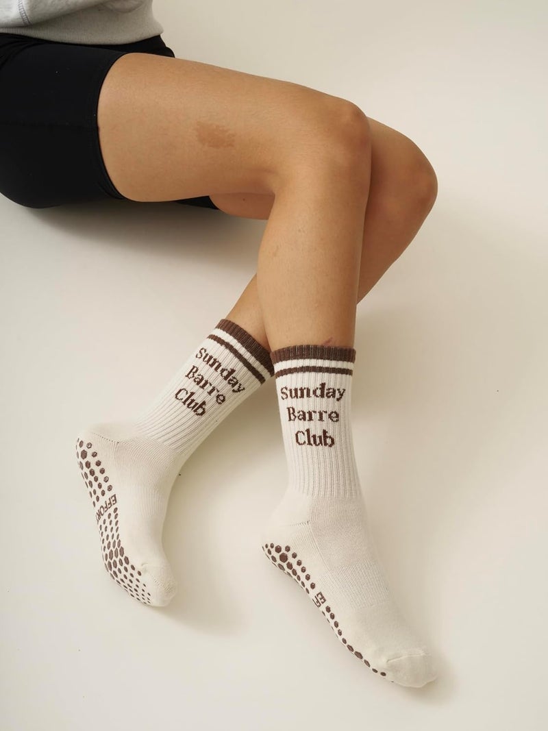 Shapes Studio Crew Half Calf Grip Socks, Cutest Fruits Pilates Socks, Ruffle socks, Non-Slip, Barre Yoga Fitness - Image 3